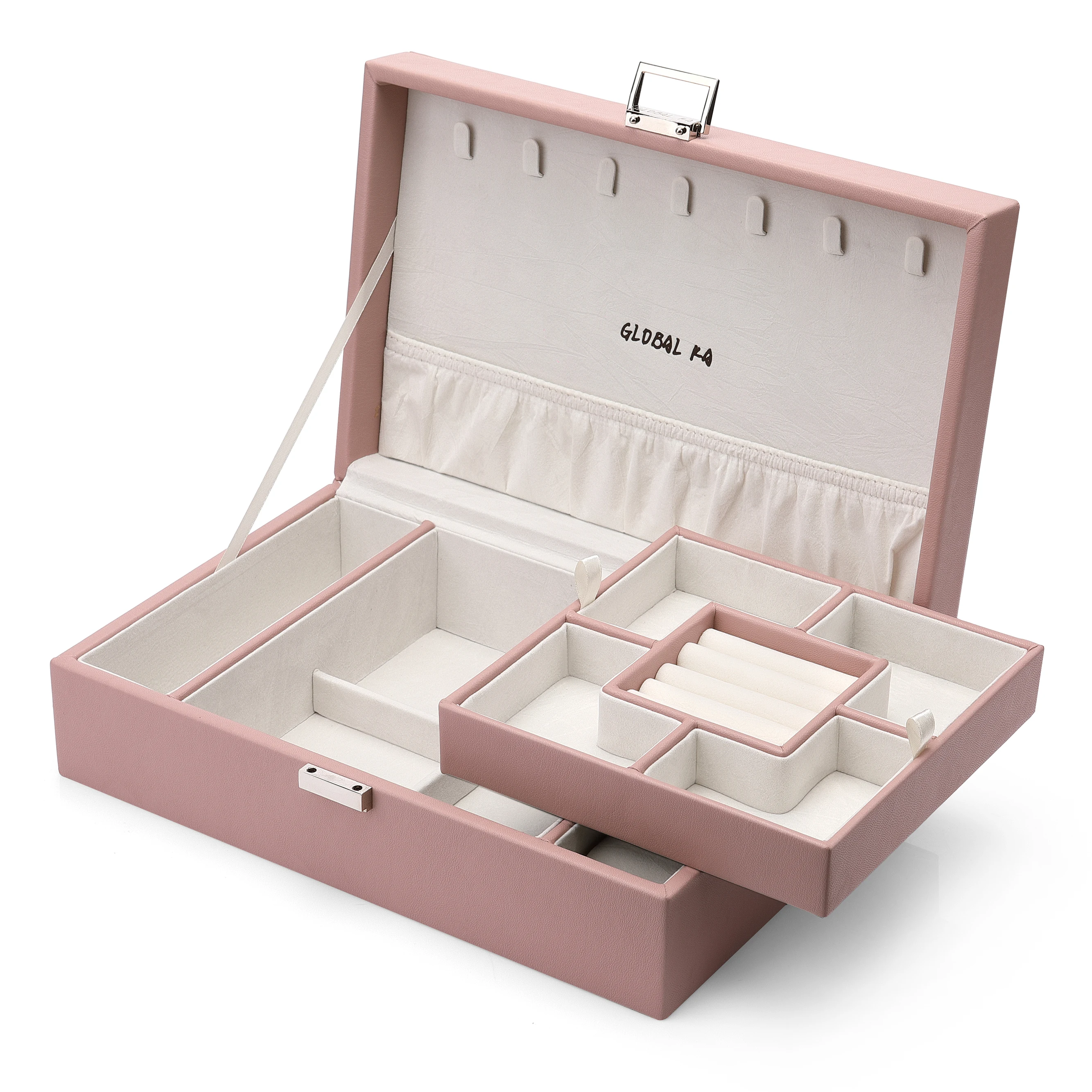 Luxury Wholesale Custom Logo Ring Earring Necklace Leather Jewelry Case Organizer Velvet Jewellery Storage Packaging Box