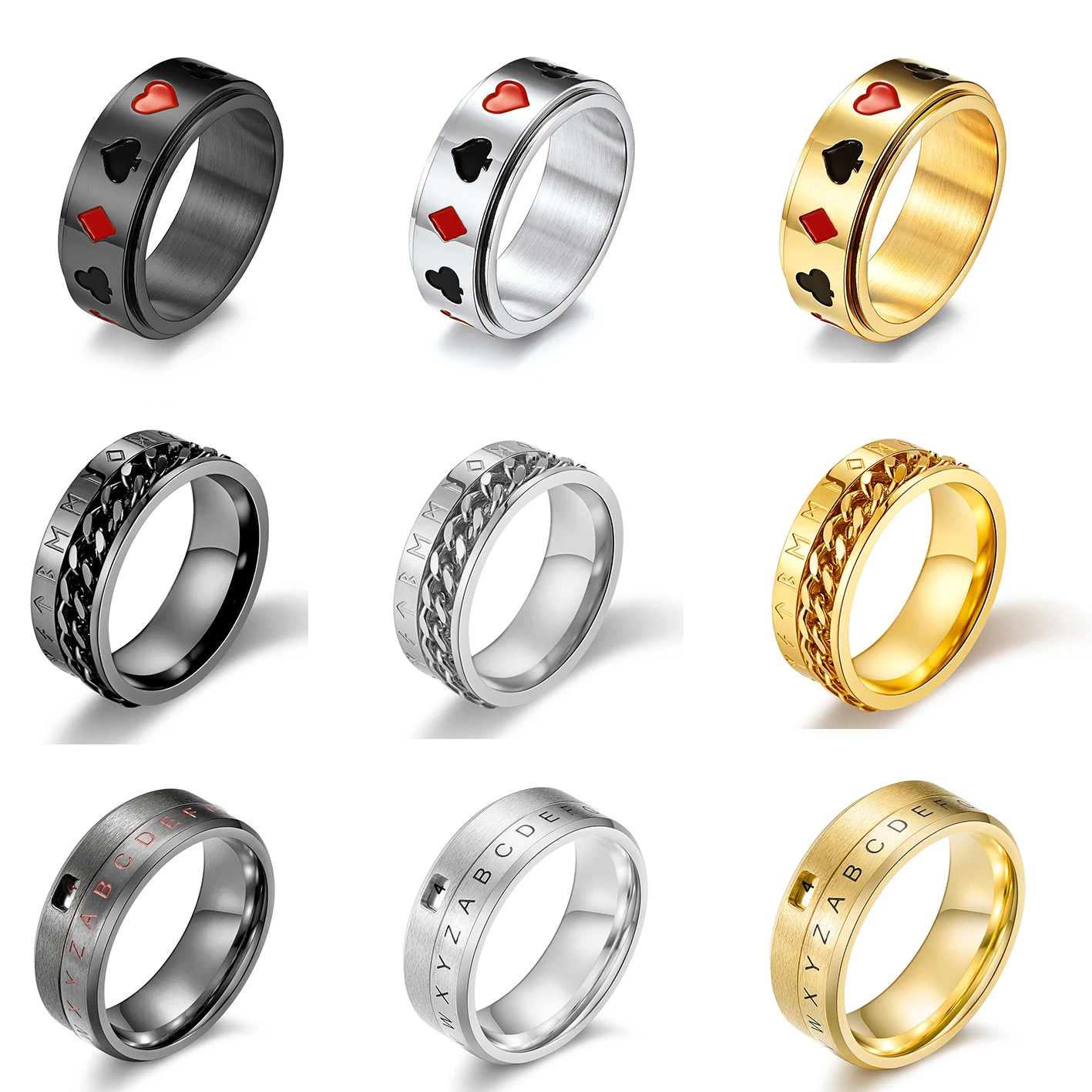 Anxiety Ring Colorful Stone Jewelry Rose Gold Plated Brass Ring Anti Stress Crystal Fidget Anxiety Ring Adjustable