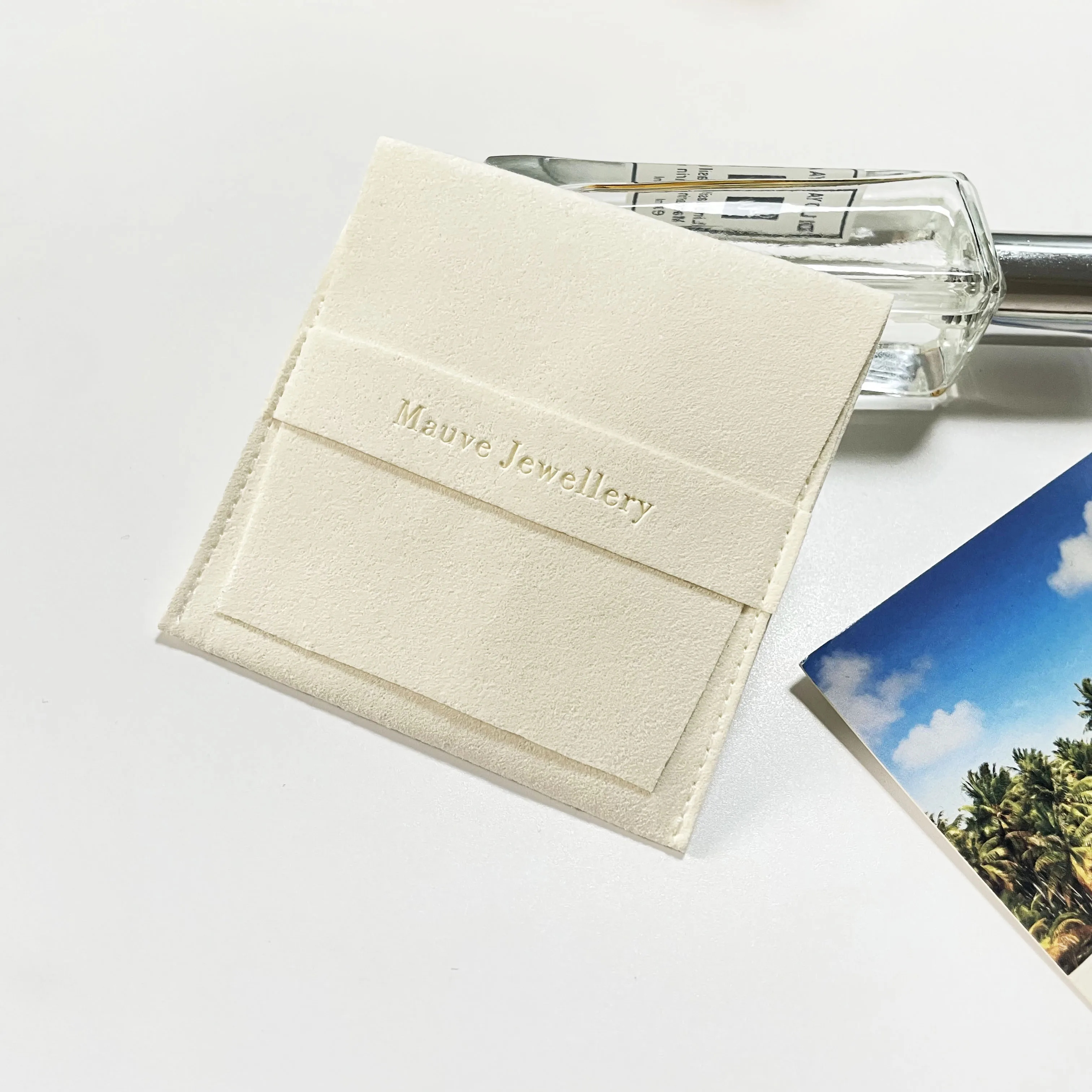 Custom Logo Stylish Envelope Velvet Packaging Jewelry Necklace Pouch Bag Suede Microfiber Jewelry Pouches