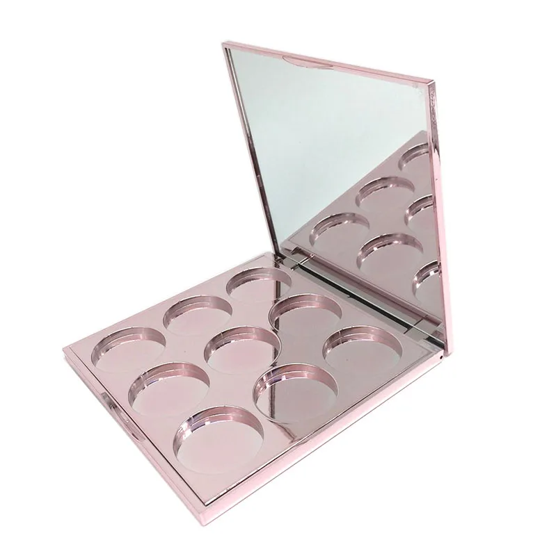 
9 Hole Empty Magnetic Square Makeup Palette Case Eyeshadow Pallet With Mirror 