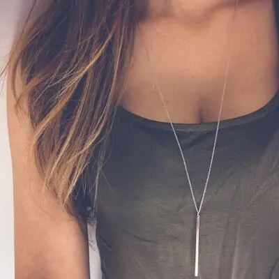 Custom Stainless Steel Circular Necklace Engraved Bar Drop Lariat Long Layered Necklace