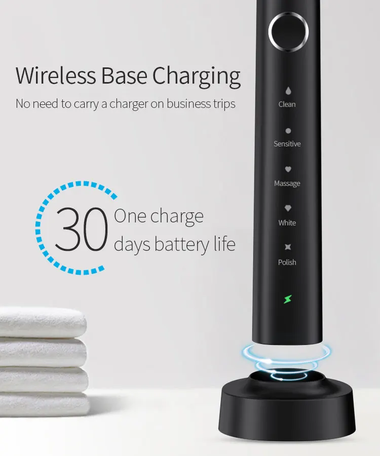 Electric Toothbrush IPX7 Waterproof Strong Clean Whitening Teeth Cleaning Smart Rechargeable Sonic Electric Toothbrush