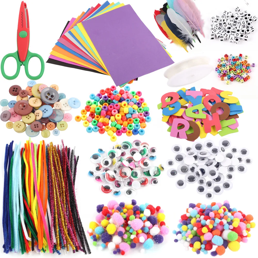 DIY Arts Crafts Suppliers Kit for Toddlers/Kids Ages 8-12 - with Pipe Cleaners Pony Beads ect