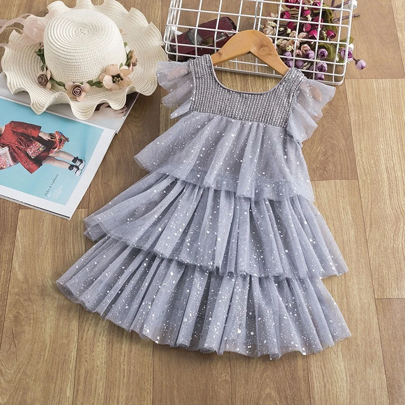 
Korean Baby Girls Mesh Princess Style Dress Children Layered Princess Dresses For Girls 