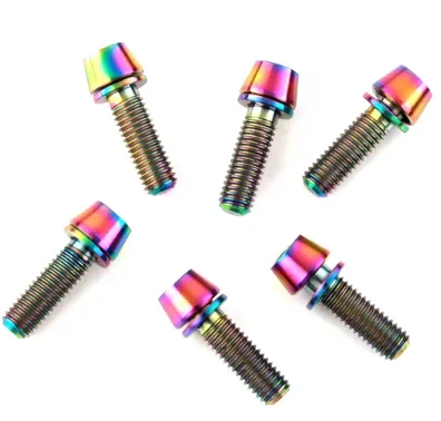 Tapered Head Ti Bolts with Washer for Bike Stem rainbow titanium stainless mtb bicycle bmx bike quill mount holder screw