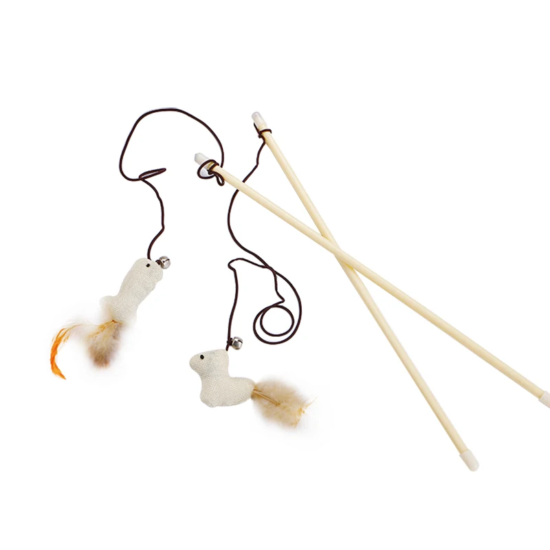 
Wholesale bird with feather cat stick Plastic pole cat teaser for kitty kitten 