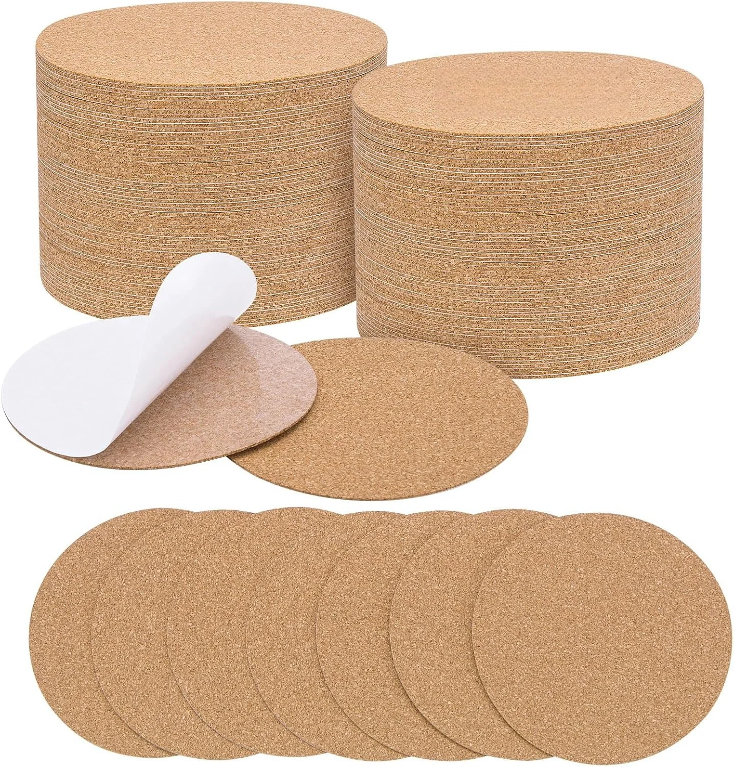 Self-Adhesive Cork for DIY Coasters, 10cm Round Cork Coasters for DIY Crafts, Drinks and Home Tabletop Decoration
