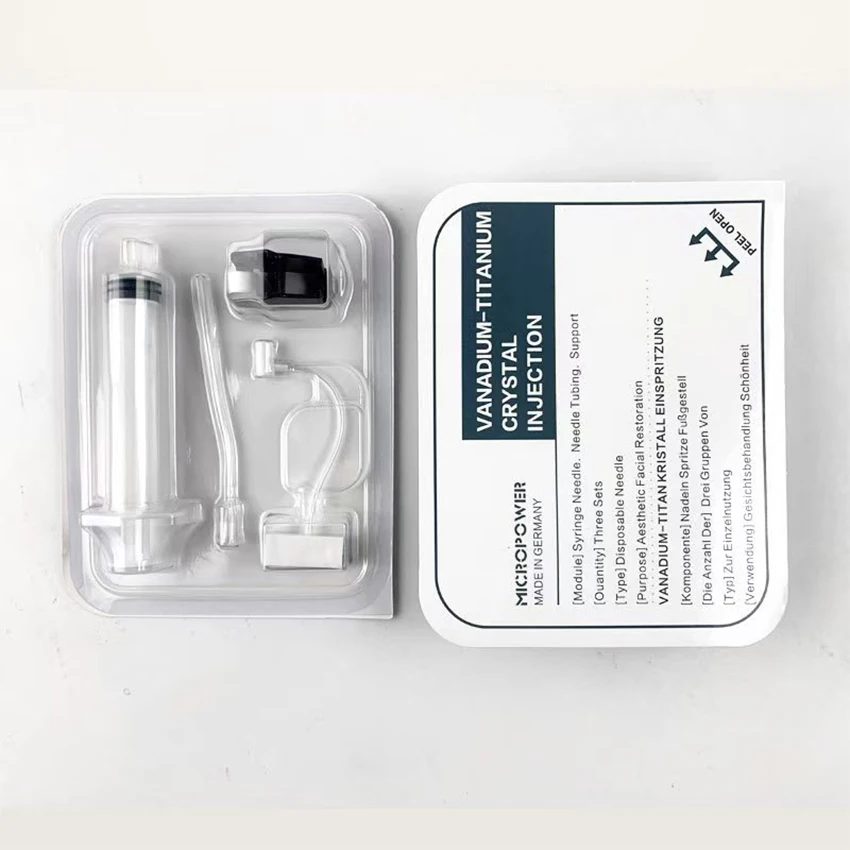25D Vanadium Titanium Crystal Injection Syringe no Needle Tubing Disposable Photon for Face Restoration Skin Care Water Meso Gun