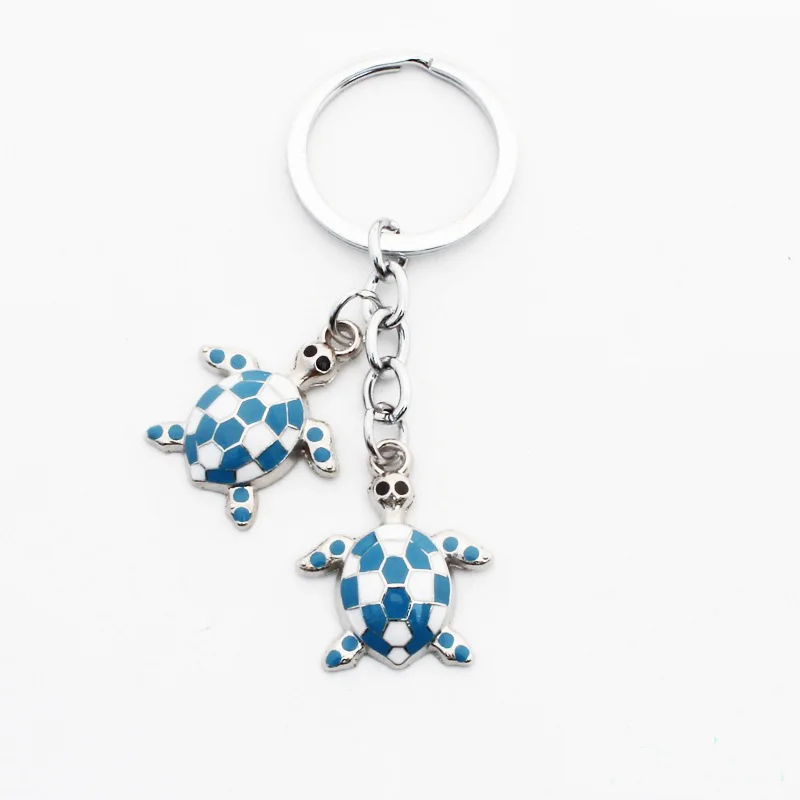 palm tree metal keychain Zinc Alloy dolphin turtle lobster fish keychain