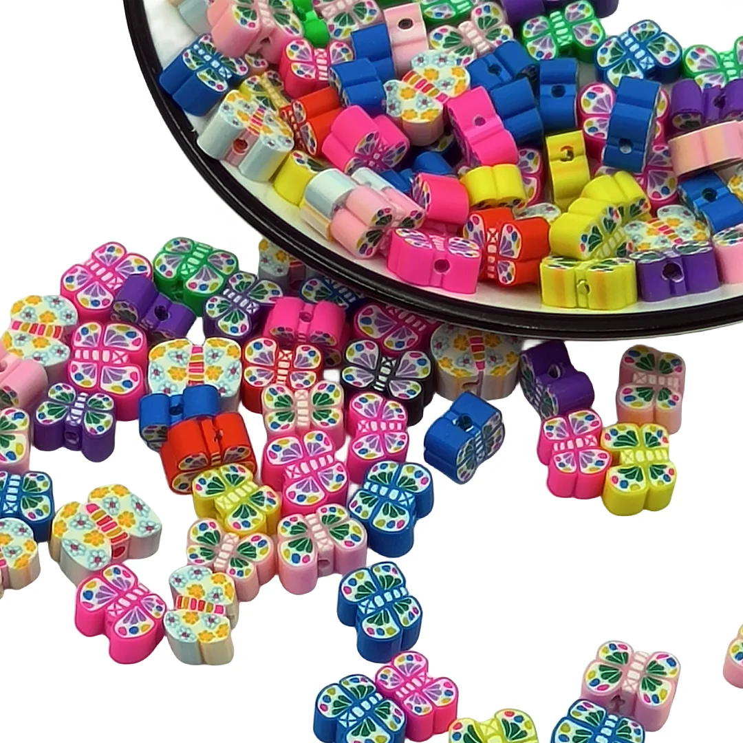 Professional 10 * 5MM mixed color butterfly polymer clay For Fimo piece jewelry making bracelet