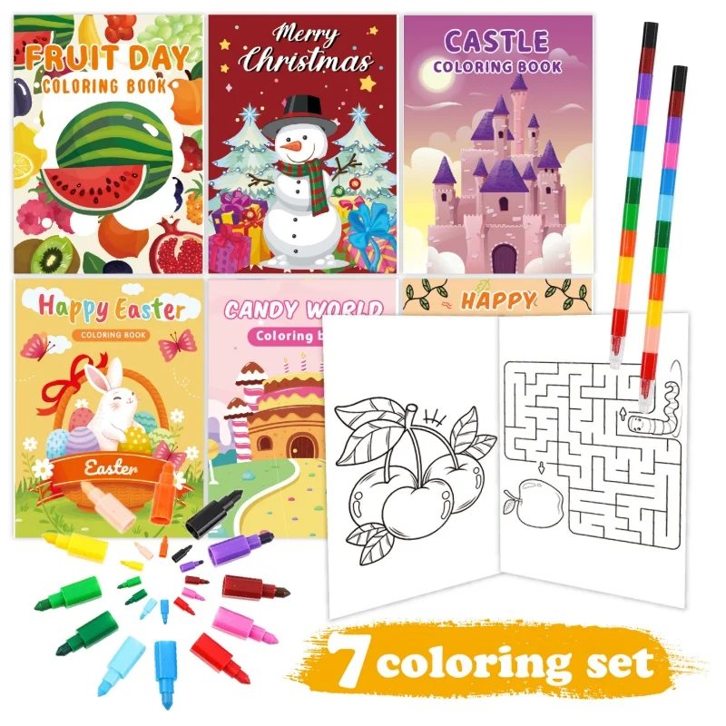 Оптовая продажа, простая 20-страничная книга для рисования акварелью, детская книжка-раскраска, печать на заказ, без беспорядка, волшебное искусство для детей