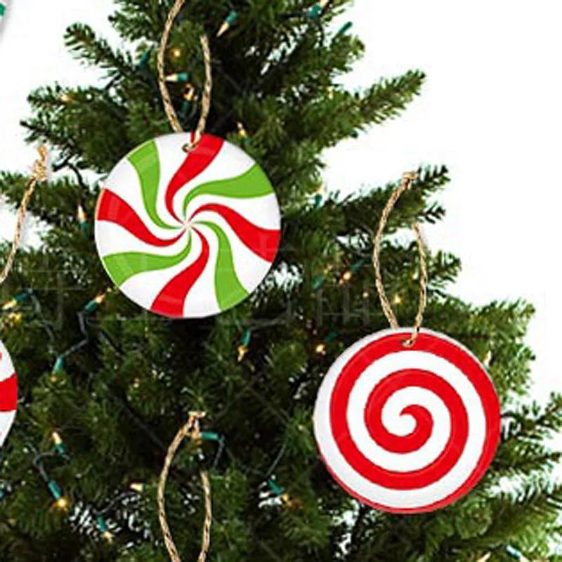 (16 Pcs/pack) ColorfulCandy Paper Pendant flakes Hanging Christmas Decorations Crafts Xmas Tree Hanging Gift Tags Handmade DIY