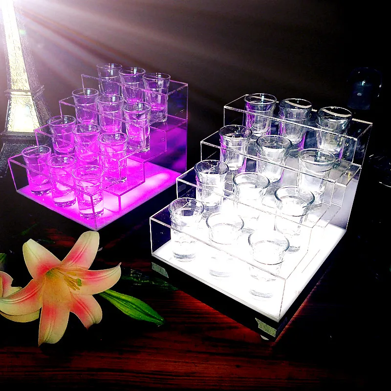 Premium nightclub bar lounge alcohol led cocktail shot glass serving tray for beer wine tequila vodka liquor whiskey martini