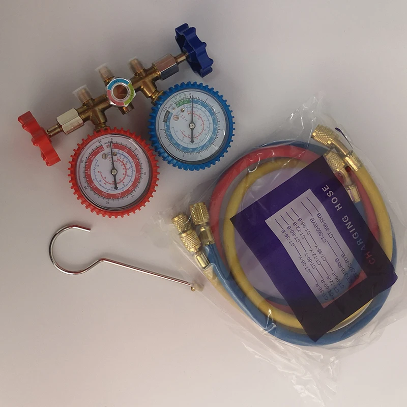 HVAC Gauge Digital Manifold Set r410 r134a Value Manifold Gauge Double Value 3 Way Hose