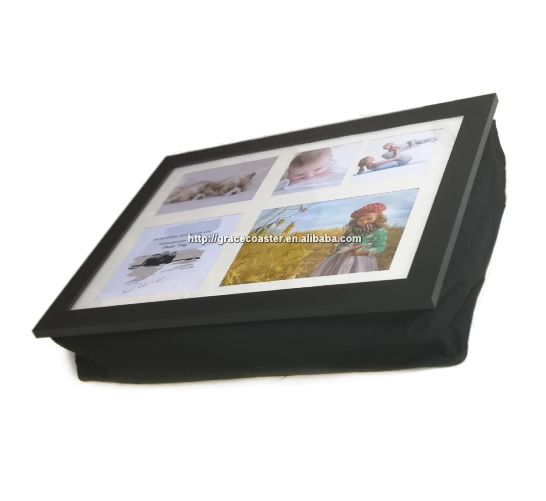 hot selling photo serving tray with cushion bag wooden framed lap desk blank sublimation  lap tray