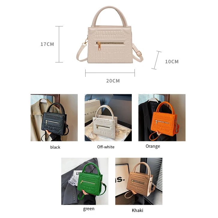 2024 New Ladies Crocodile Messenger Bag Fashionable Solid Color Shoulder Armpit Handbag Large Capacity Casual No Deformation