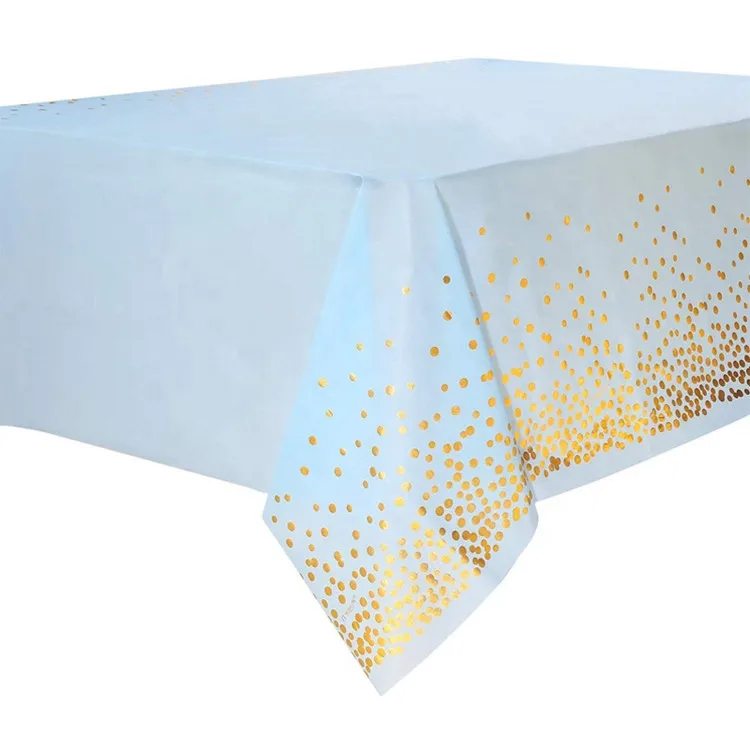 
4 Pack Gold Dot Confetti Rectangular Table Covers Plastic Tablecloths for Parties Thanksgiving Christmas Wedding 