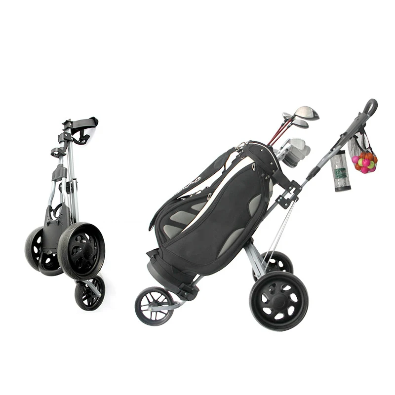 
New golf cart aluminum alloy multi-function convenient foldable golf bag trolley three-wheeled golf bag trolley 