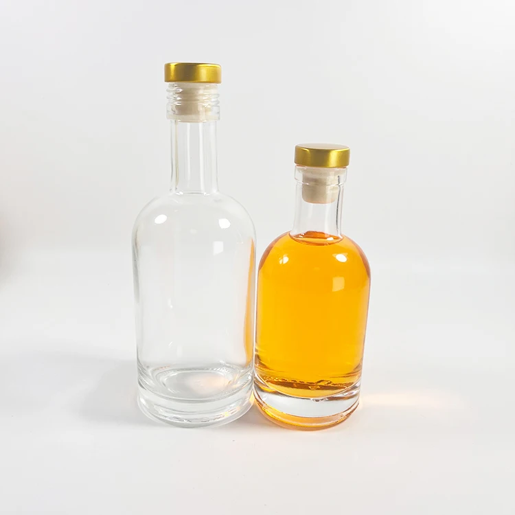 Custom LOGO 200ml 375ml Juice Beverage Transparent Glass Bottle Whiskey Bottle with Aluminum Cap