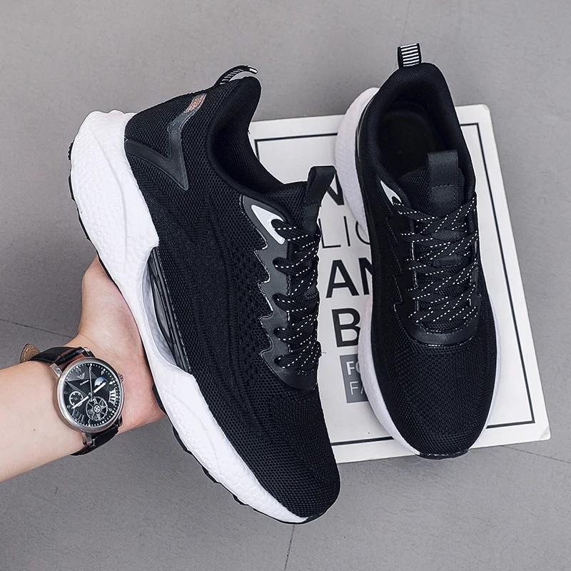2022 Latest Men Fly Woven Sneakers Big Size 39-48 Lightweight Jogging Custom Running Casual Shoes OEM Manufacturer Low MOQ