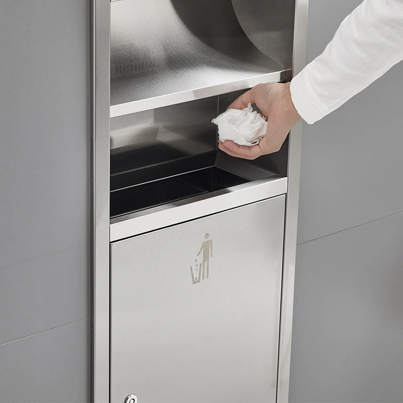Professional Modern Design Hotel Bathroom Stainless Steel Paper Towel Dispenser and Waste Bin Combination for Home Use