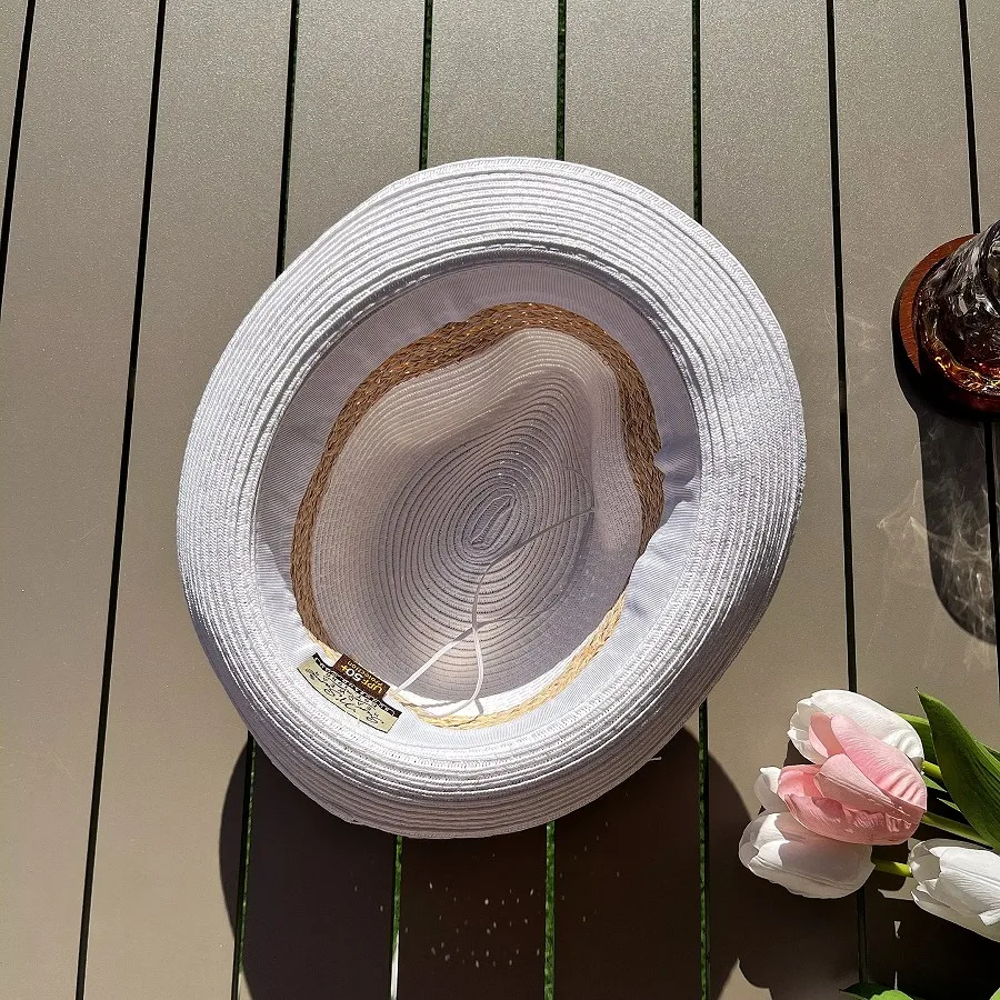 Summer white short eaves rolled edge straw hat women sunshade sunscreen sun hat seaside beach hat