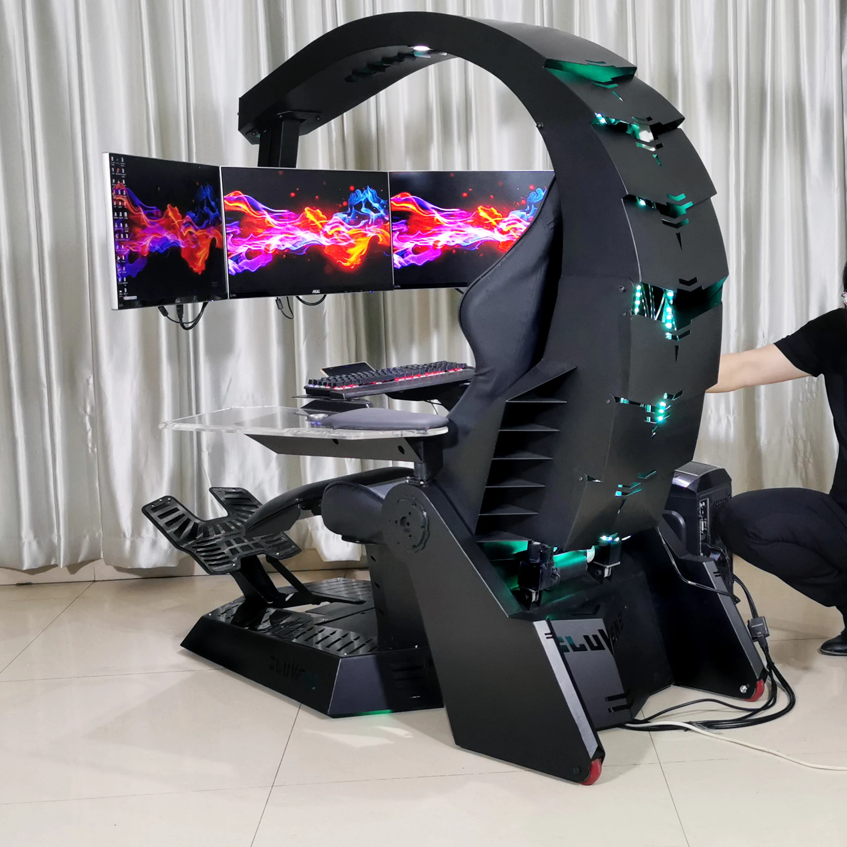 
Hot selling CLUVENS UNICORN zero gravity recline J20 Veryon PC Chair with heat and massage cockpit as predator thronos INGREM 