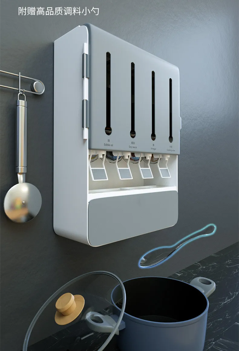 Customized Oil and Vinegar Storage Dispenser Wall Mount Spice Rack Organizer