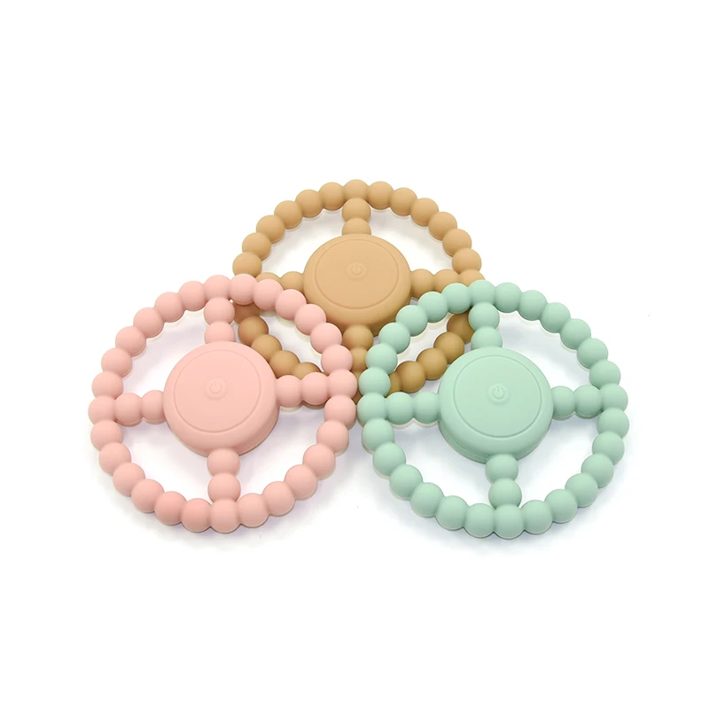 100% Food Grade Silicone Vibrating Teething Chewing Toys 100% BPA Free Silicone Baby Vibrating  Teether