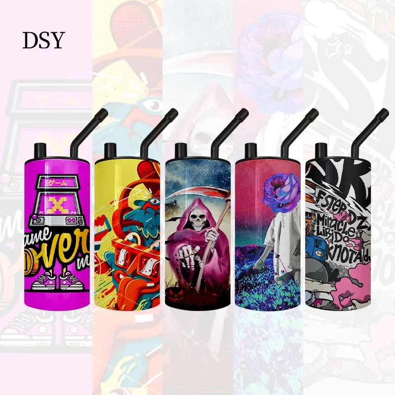 NEW Custom smoking accessories Hookah cup Sublimation Straight Fatty Tumbler stainless steel tumbler cups in bulk with pipe