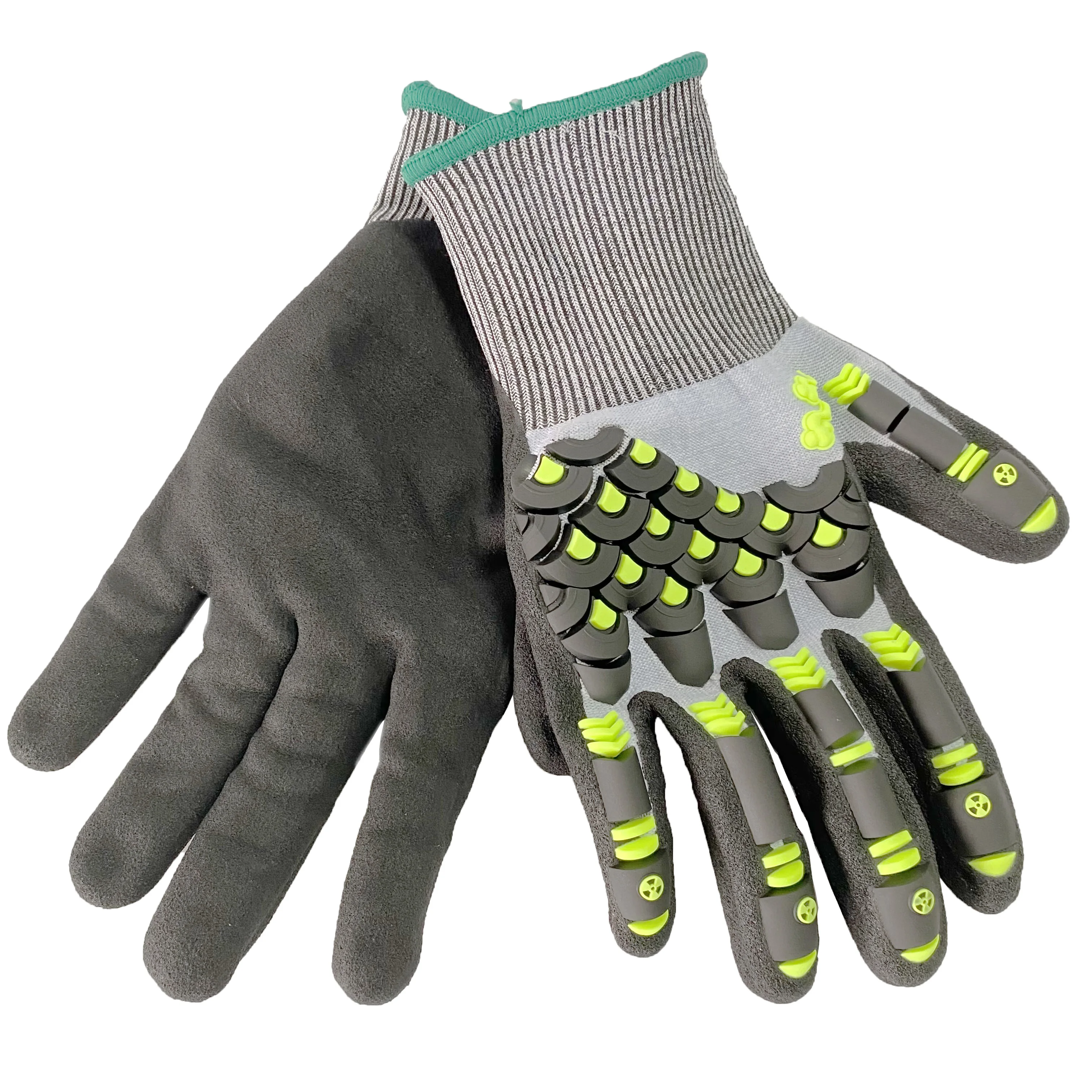 Sandy Nitrile Coated seamless welding Anti- impact TPR custom logo Anti-cut safety glove for work mechanic