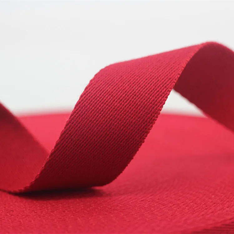 HT customized solid color polyester cotton tape 2.5cm-3.8cm twill cotton tape for luggage and shoulder straps