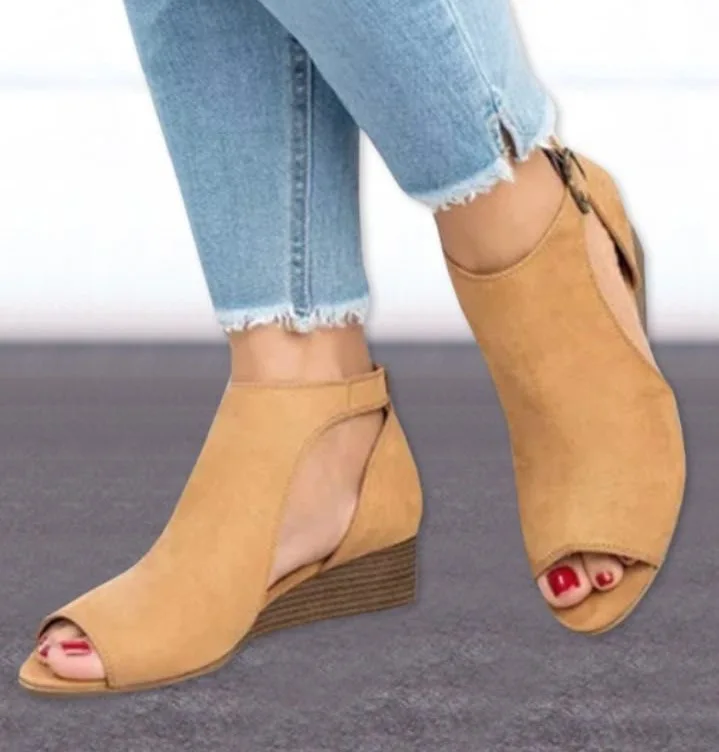 Women Shoes Summer wedge sandals fish mouth buckle Sandals High Heel