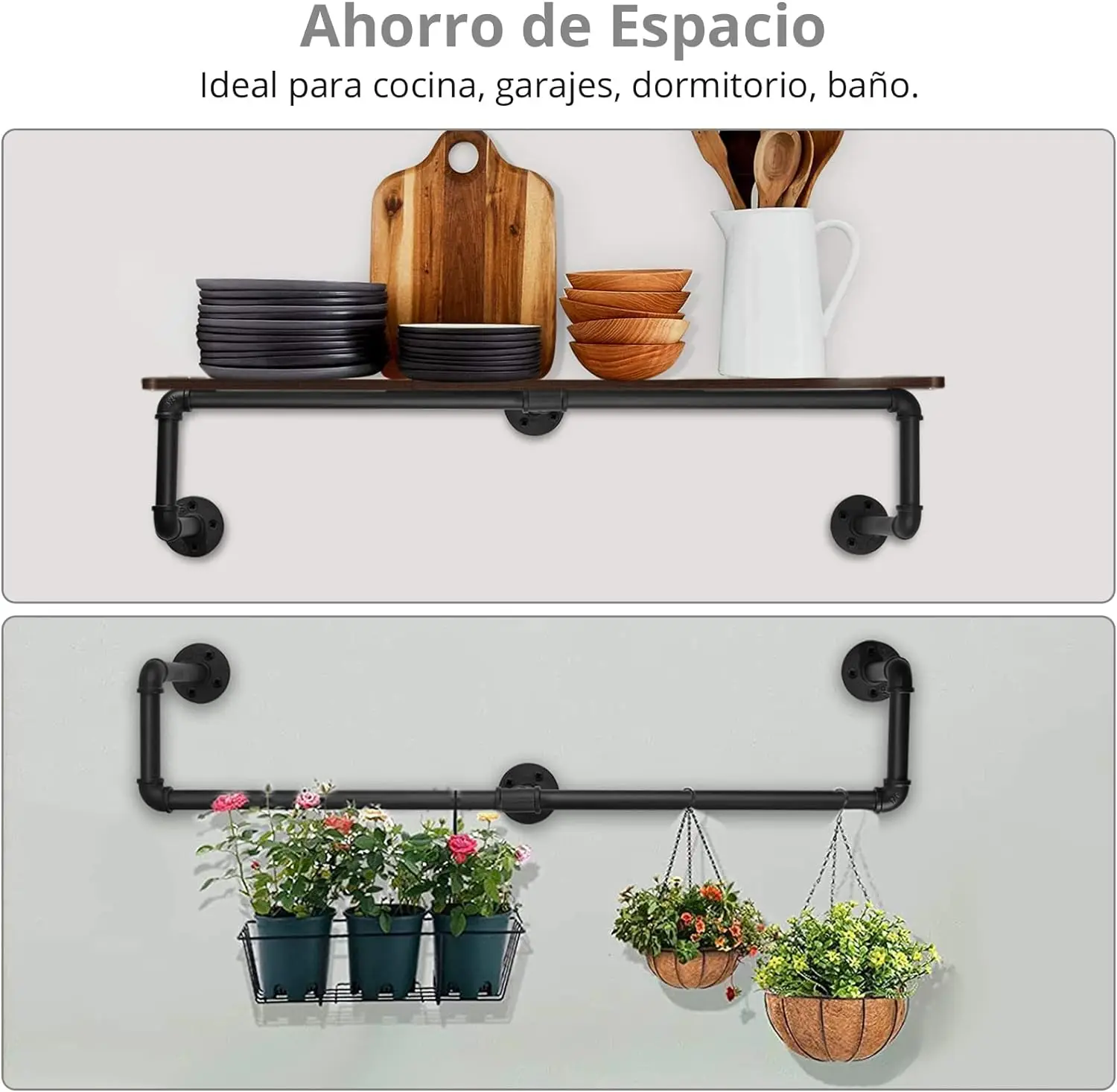 Wall Mounted Clothes Rail Industrial Pipe Clothes Rack Clothing Garment Rack Iron Clothes Bar Closet Storage Organizing