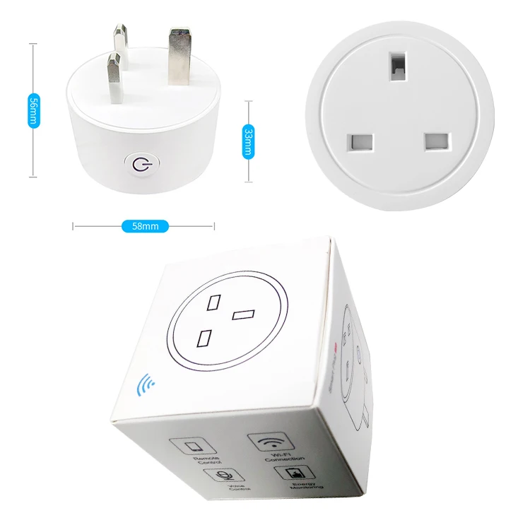 US UK EU Tuya Home Wifi Smart Electrical Plug with Socket Customized Logo Brand Wall Socket Amazon Alexa Google Plug