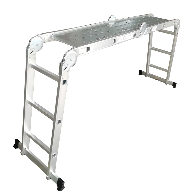 WEIKEN EN131 Escalera Foldable Multipurpose Ladder with Work Platform 4*3 Step Multiposition Ladders Scaffolding Ladders