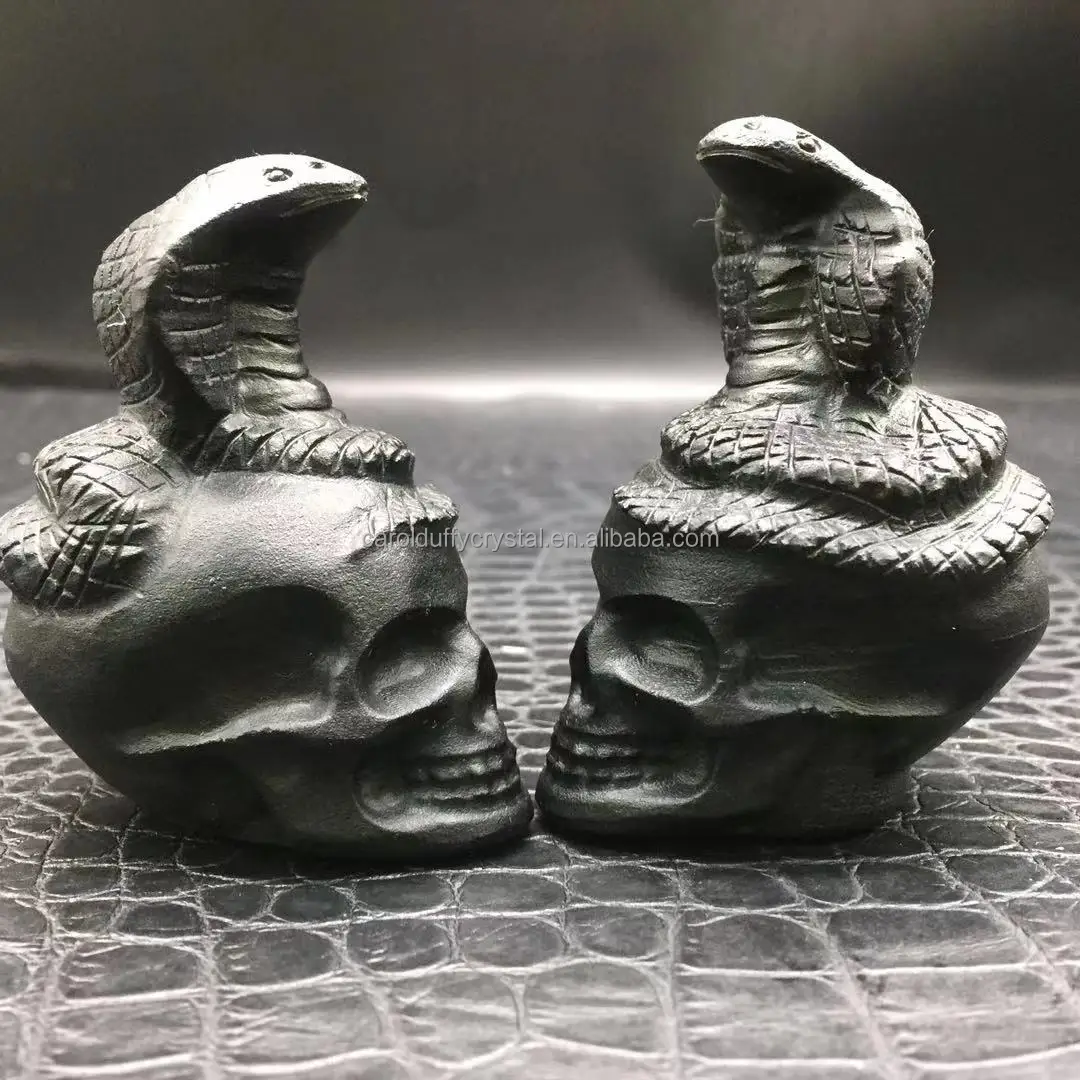 Wholesale Natural Obsidian Crystal Carved Snake Skulls Not polished Healing Decoration