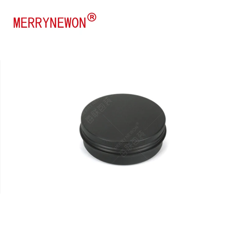 
60ml Matte black aluminum tin can with screw lid eco friendly container packaging metal round aluminum jar 60ml 2oz 