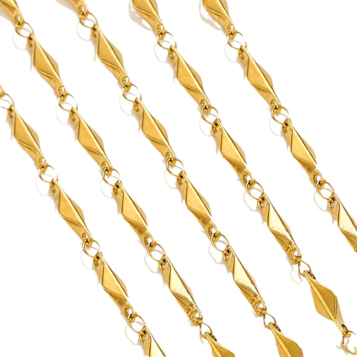 Роскошная Геометрическая цепочка ручной работы в форме ромбовидной челнока | Позолоченное ожерелье из нержавеющей стали для изготовления ювелирных изделий