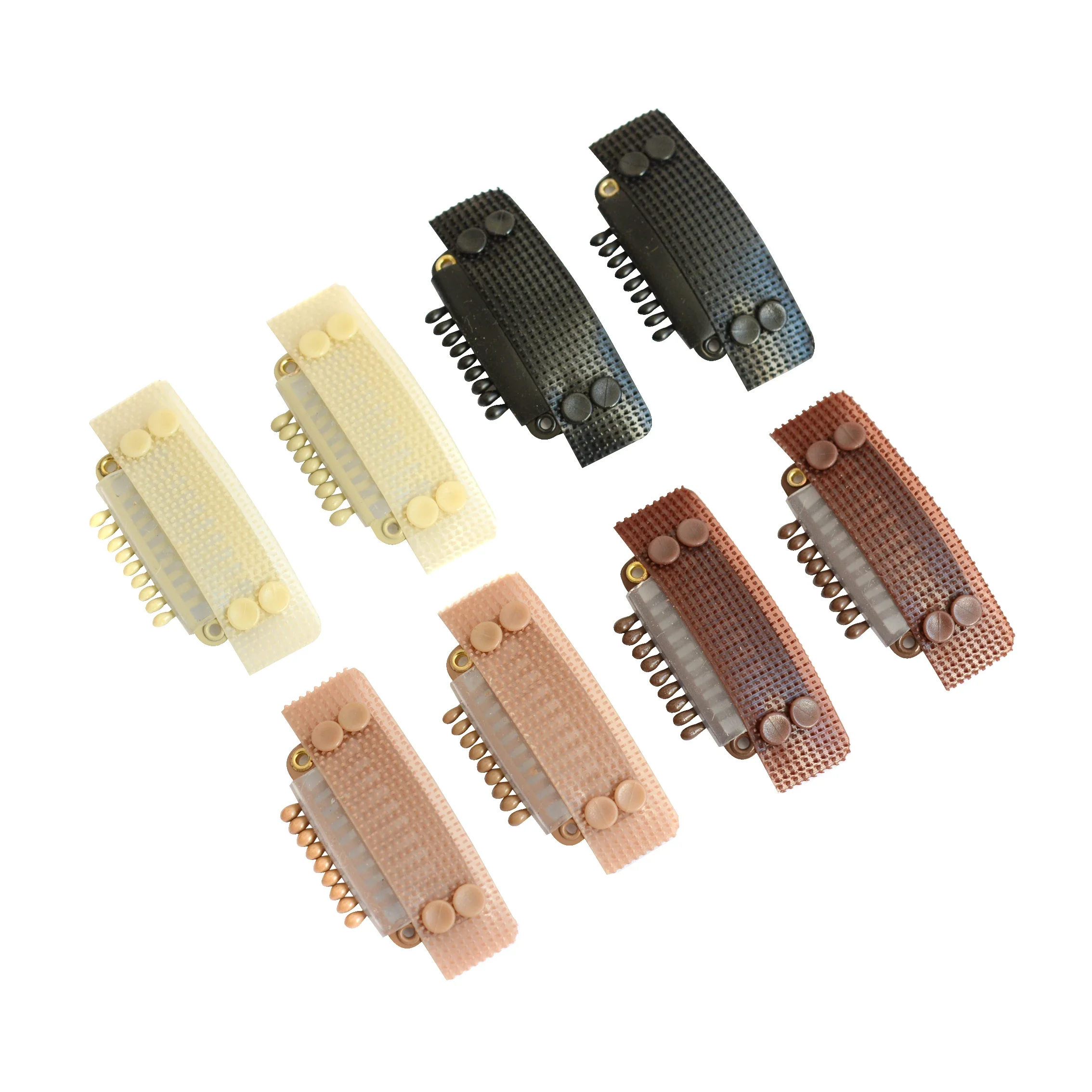 32mm 9-teeth Hair Extension Clips Wig combs Snap Clips with Magic Tape for Hair Extension Toupee DIY