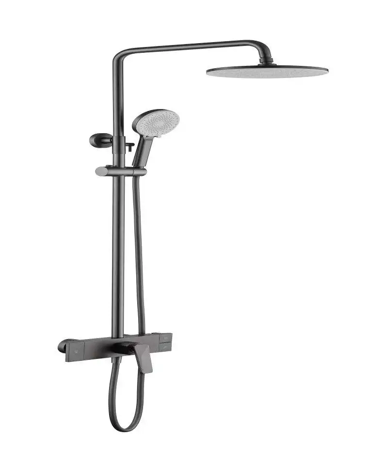 TOP1 Brass Thermostatic Shower Column With Rainfall Shower Head And Hand Shower For Bathroom