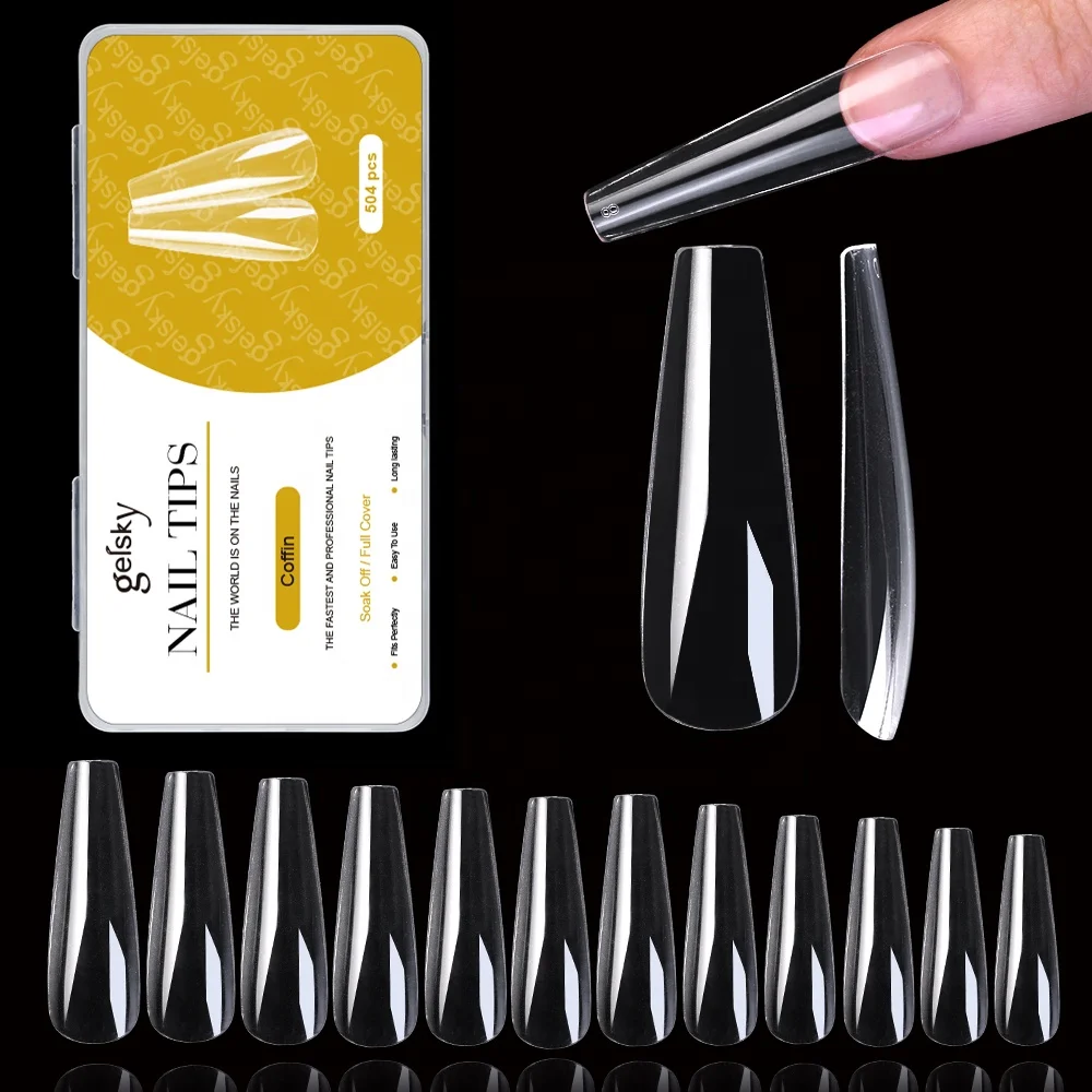 Gelsky Coffin Nail Tips Xxl Full Cover Gel Tips Nails Soft Gel Nail Tip