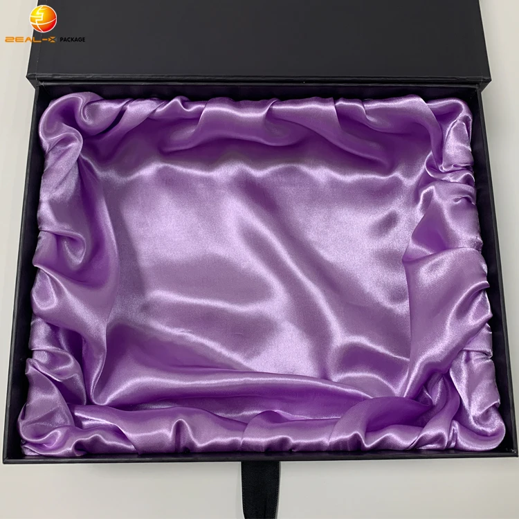 Custom Logo Rigid Cardboard Paper Black Foldable Magnetic Hair Extension Packaging Wig Boxes With Satin Inside