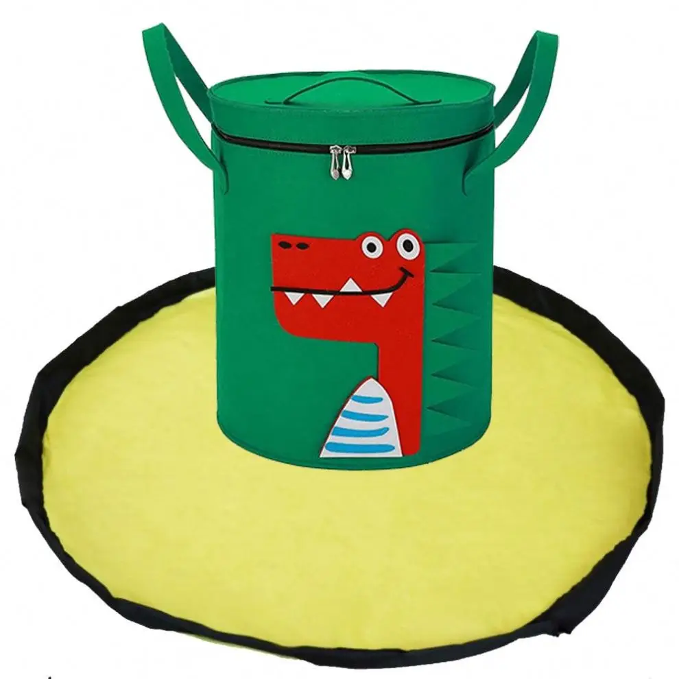 Felt Building Block Storage Bag Toy Game Pad Drawstring Cute Toy Storage Bag 2 in 1Storage Bags