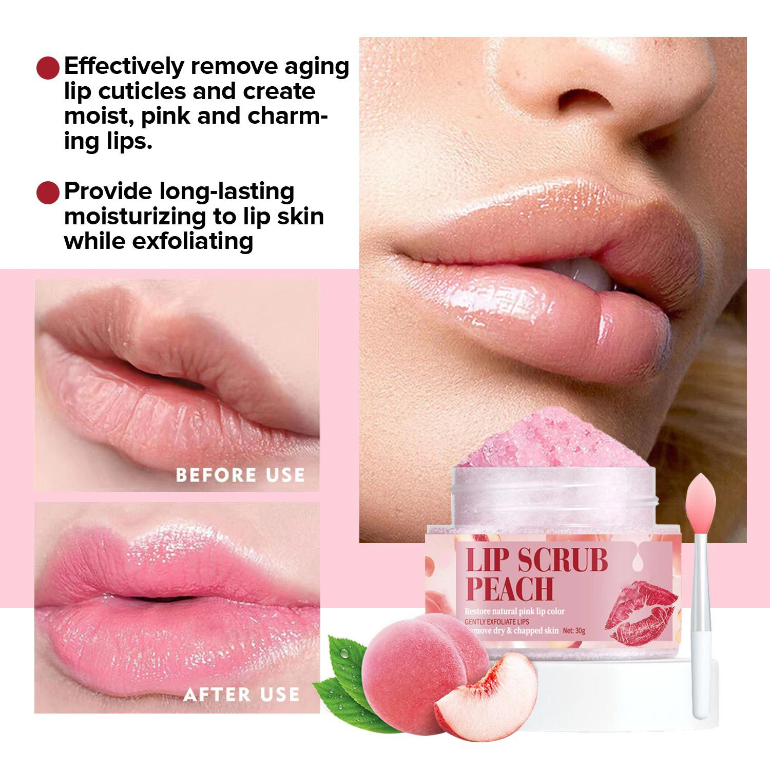 Private Label Lip Scrub Stick Wholesale Natural Ingredient Pink Cute Sugar Lip Scrub Container Custom Logo With Box Lip Scrub