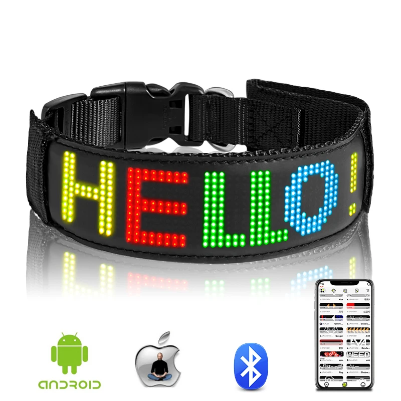 Programmable waterproof Led Light Dog Collar For Small Dog LED Collar Leash dog collar with editable name plate
