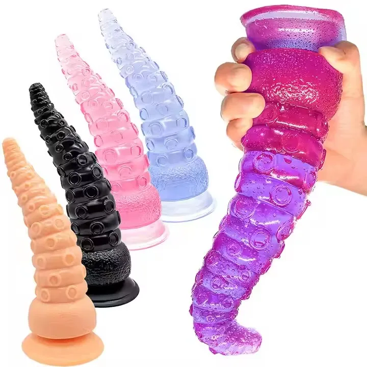 Octopus tentacle anal plug shaped dildo polyvinyl chloride ball anal dildo transparent crystal anal bead sex toy