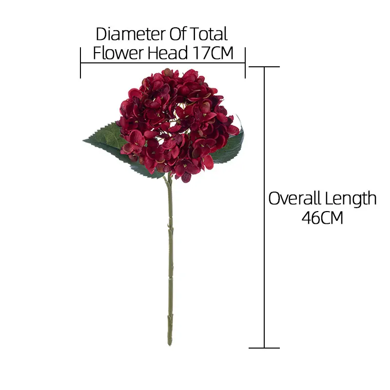 MW52666 Realistic Artificial Flowers Silk Hydrangeas Flower Arrangements for Festive Decorations