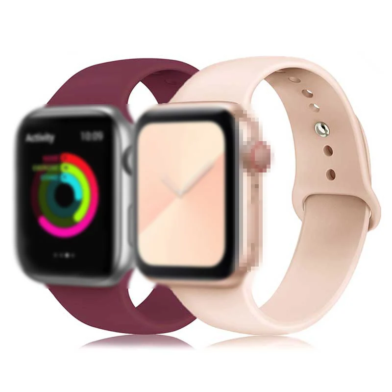 Sport Silicone Loop Smart Watch Strap for Apple Watch Silicone Ultra Series 8 7 6 5 SE Band for 38mm 42mm Apple Watch Bands