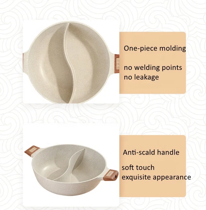 Granite Maifan Stone Pot Mandarin Duck Pot Shabu-shabu Large-capacity Hot Pot